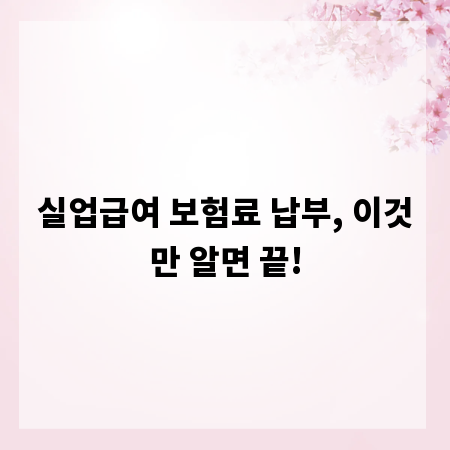 실업급여 보험료 납부, 이것만 알면 끝!