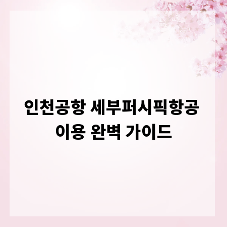 인천공항 세부퍼시픽항공 이용 완벽 가이드