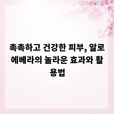 촉촉하고 건강한 피부, 알로에베라의 놀라운 효과와 활용법