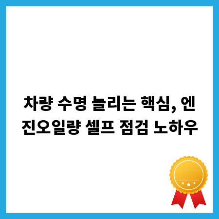 차량 수명 늘리는 핵심, 엔진오일량 셀프 점검 노하우