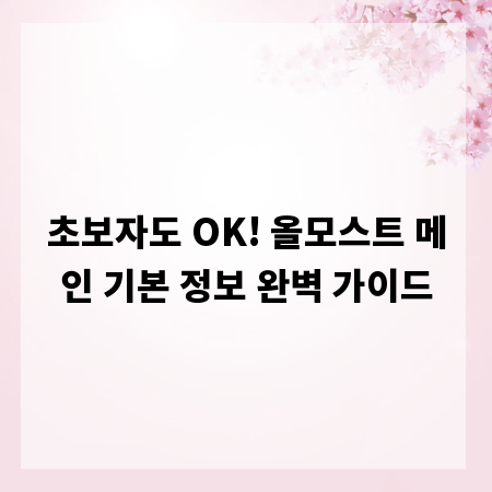 초보자도 OK! 올모스트 메인 기본 정보 완벽 가이드