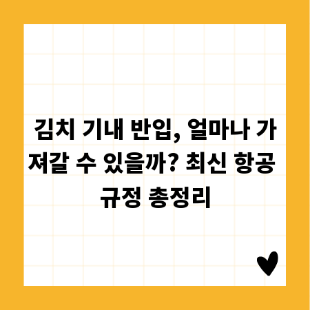 김치 기내 반입, 얼마나 가져갈 수 있을까? 최신 항공 규정 총정리