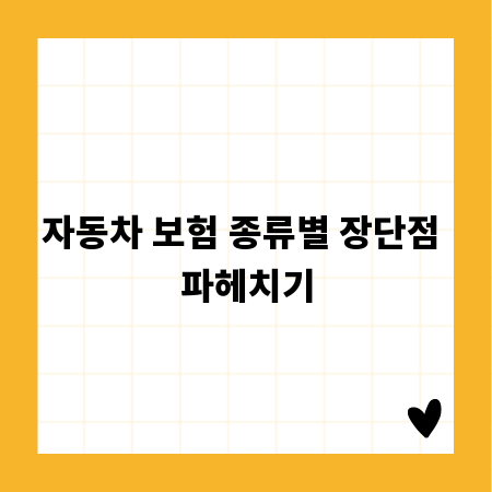 자동차 보험 종류별 장단점 파헤치기