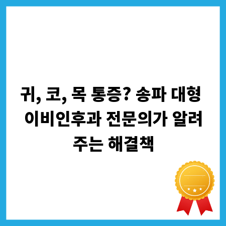 귀, 코, 목 통증? 송파 대형 이비인후과 전문의가 알려주는 해결책