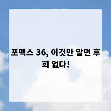 포맥스 36, 이것만 알면 후회 없다!