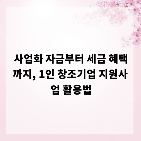 사업화 자금부터 세금 혜택까지, 1인 창조기업 지원사업 활용법