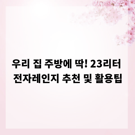 우리 집 주방에 딱! 23리터 전자레인지 추천 및 활용팁