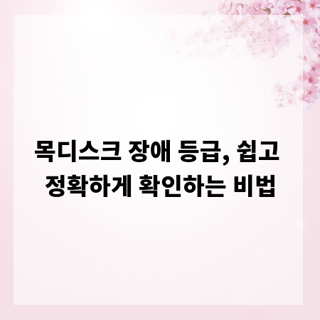 목디스크 장애 등급, 쉽고 정확하게 확인하는 비법
