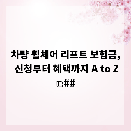차량 휠체어 리프트 보험금, 신청부터 혜택까지 A to Z
##
