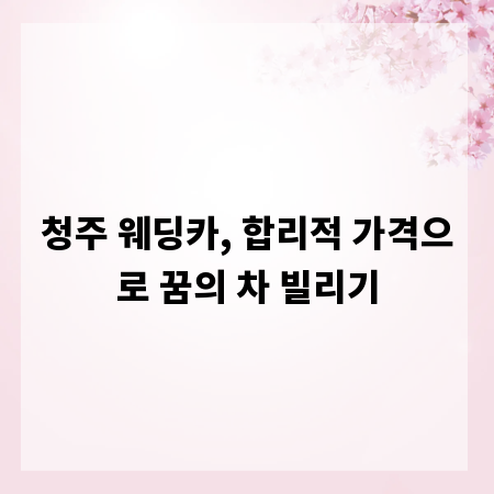 청주 웨딩카, 합리적 가격으로 꿈의 차 빌리기