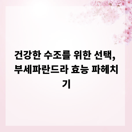 건강한 수조를 위한 선택, 부세파란드라 효능 파헤치기