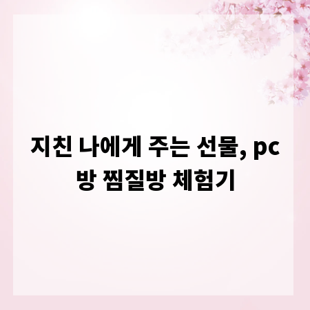 지친 나에게 주는 선물, pc방 찜질방 체험기