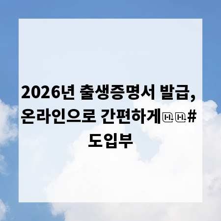 2026년 출생증명서 발급, 온라인으로 간편하게

# 도입부