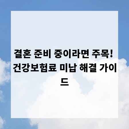 결혼 준비 중이라면 주목! 건강보험료 미납 해결 가이드