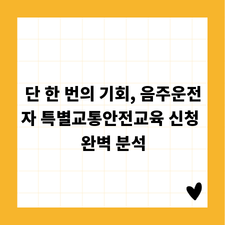 단 한 번의 기회, 음주운전자 특별교통안전교육 신청 완벽 분석