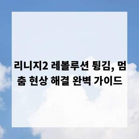 리니지2 레볼루션 튕김, 멈춤 현상 해결 완벽 가이드