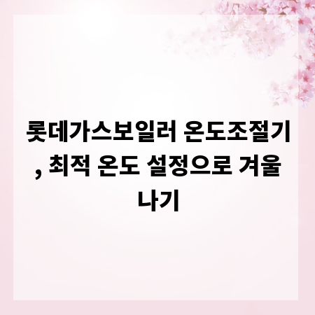 롯데가스보일러 온도조절기, 최적 온도 설정으로 겨울나기