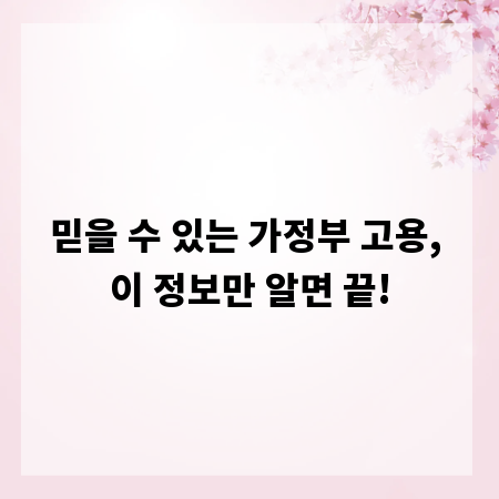 믿을 수 있는 가정부 고용, 이 정보만 알면 끝!