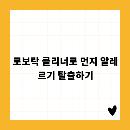 로보락 클리너로 먼지 알레르기 탈출하기