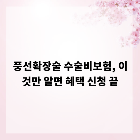 풍선확장술 수술비보험, 이것만 알면 혜택 신청 끝