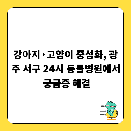 강아지&middot;고양이 중성화, 광주 서구 24시 동물병원에서 궁금증 해결