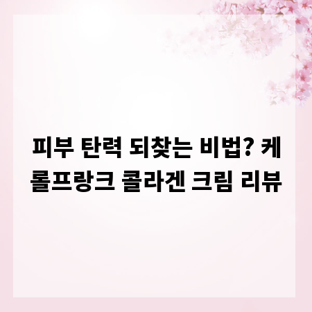 피부 탄력 되찾는 비법? 케롤프랑크 콜라겐 크림 리뷰