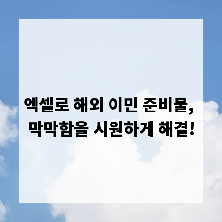 엑셀로 해외 이민 준비물, 막막함을 시원하게 해결!