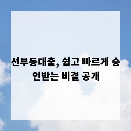 선부동대출, 쉽고 빠르게 승인받는 비결 공개