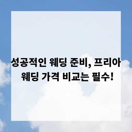 성공적인 웨딩 준비, 프리아 웨딩 가격 비교는 필수!