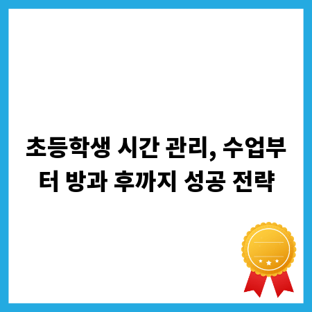 초등학생 시간 관리, 수업부터 방과 후까지 성공 전략