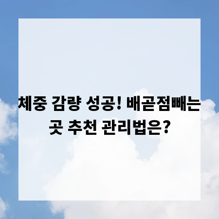 체중 감량 성공! 배곧점빼는곳 추천 관리법은?