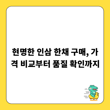 현명한 인삼 한채 구매, 가격 비교부터 품질 확인까지