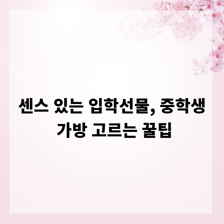 센스 있는 입학선물, 중학생 가방 고르는 꿀팁