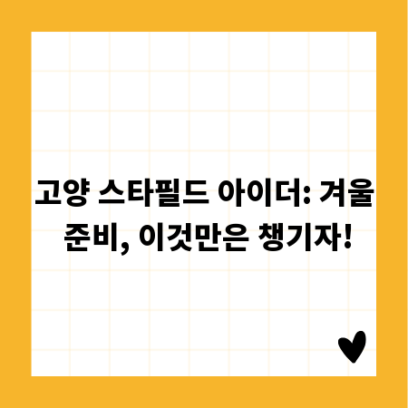 고양 스타필드 아이더: 겨울 준비, 이것만은 챙기자!