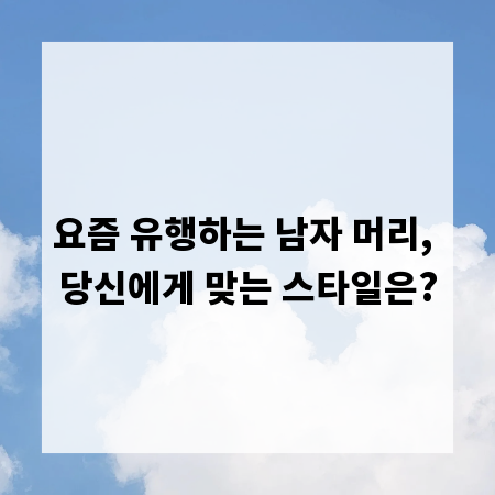 요즘 유행하는 남자 머리, 당신에게 맞는 스타일은?