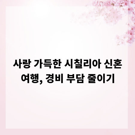 사랑 가득한 시칠리아 신혼여행, 경비 부담 줄이기