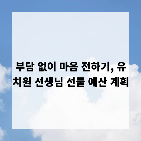 부담 없이 마음 전하기, 유치원 선생님 선물 예산 계획