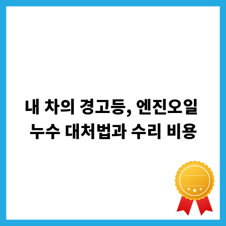 내 차의 경고등, 엔진오일 누수 대처법과 수리 비용