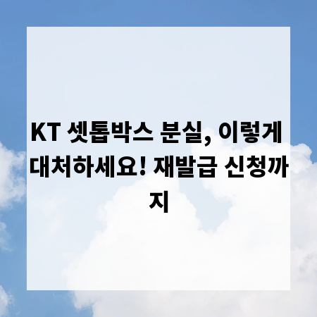 KT 셋톱박스 분실, 이렇게 대처하세요! 재발급 신청까지