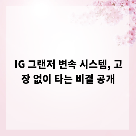 IG 그랜저 변속 시스템, 고장 없이 타는 비결 공개