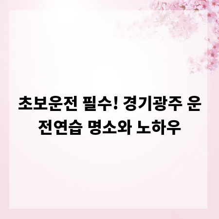 초보운전 필수! 경기광주 운전연습 명소와 노하우