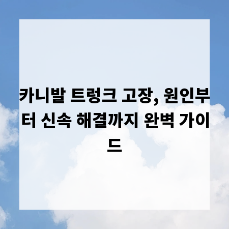 카니발 트렁크 고장, 원인부터 신속 해결까지 완벽 가이드