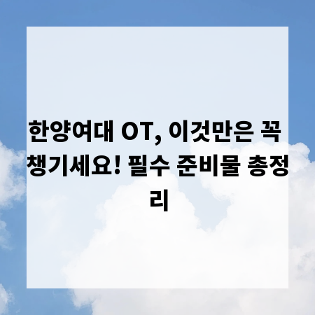 한양여대 OT, 이것만은 꼭 챙기세요! 필수 준비물 총정리