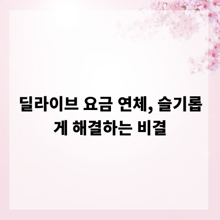 딜라이브 요금 연체, 슬기롭게 해결하는 비결