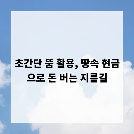 초간단 뚬 활용, 땅속 현금으로 돈 버는 지름길