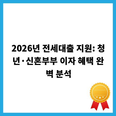 2026년 전세대출 지원: 청년·신혼부부 이자 혜택 완벽 분석