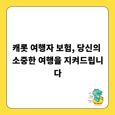캐롯 여행자 보험, 당신의 소중한 여행을 지켜드립니다
