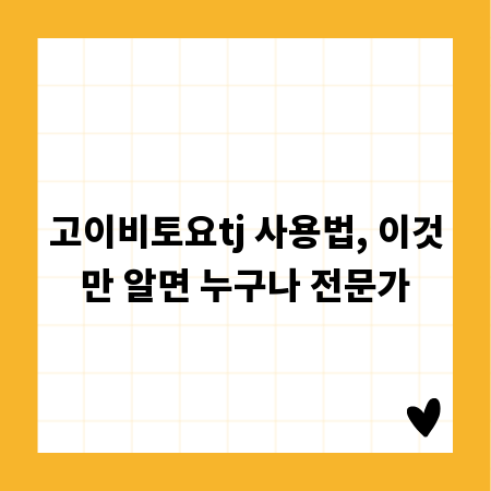 고이비토요tj 사용법, 이것만 알면 누구나 전문가