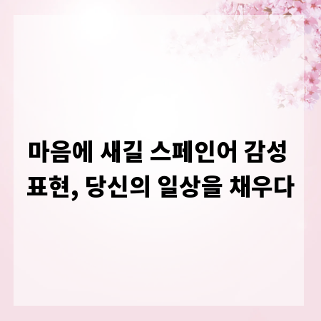 마음에 새길 스페인어 감성 표현, 당신의 일상을 채우다