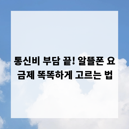 통신비 부담 끝! 알뜰폰 요금제 똑똑하게 고르는 법
